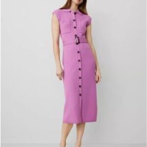 Ann Taylor Pink Midi Dress with Belt